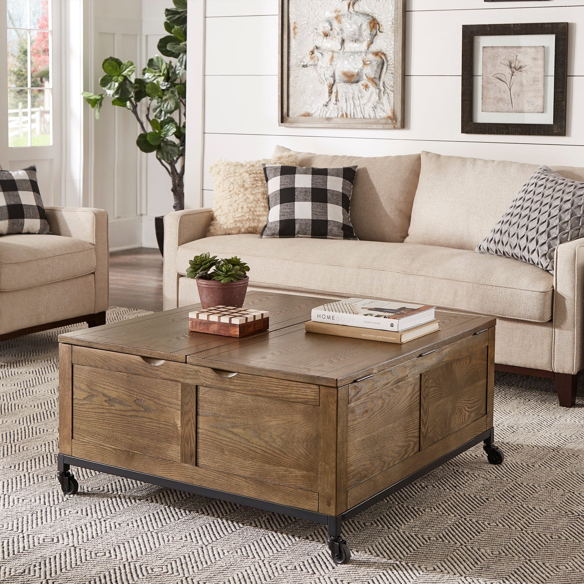 Shay Square Storage Trunk Cocktail Table With Caster Wheels By Inspire Q Artisan
