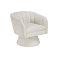 Shea Swivel Accent Chair Beige Boucle Fabric Channel Stitched
