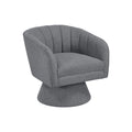 Shea Swivel Accent Chair Dark Gray Boucle Fabric Channel Stitched