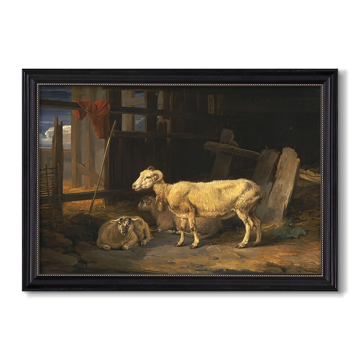 Sheep In A Stable 1810 James Ward Custom Framed Canvas
