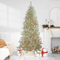 7 Metallic Sheer Champagne Artificial Tinsel Christmas Tree Clear Lights 7 Foot