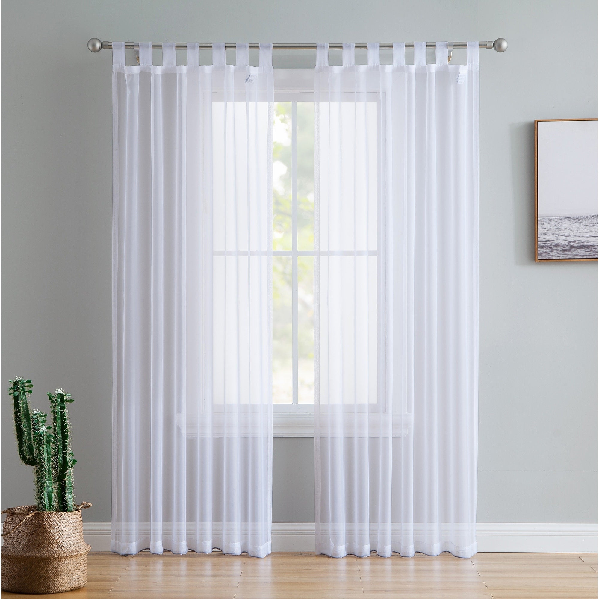 Sheer Voile Tab Top Window Curtain Panels For Living Room Bedroom Set Of 2 Panels