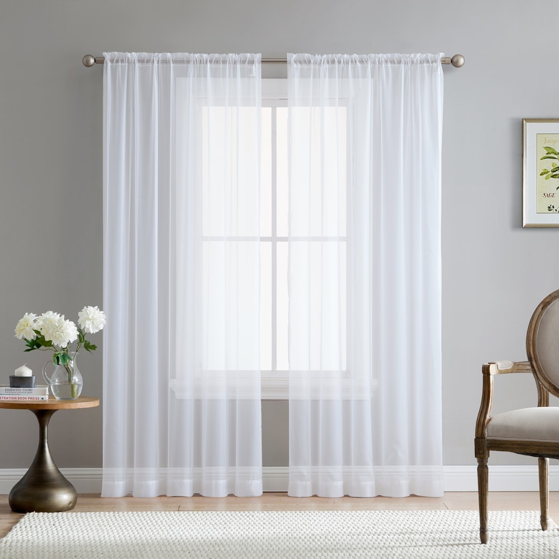 Sheer Voile Window Treatment Rod Pocket Curtain Panels For Bedroom Living Room Kitchen Set Of 2 Panels