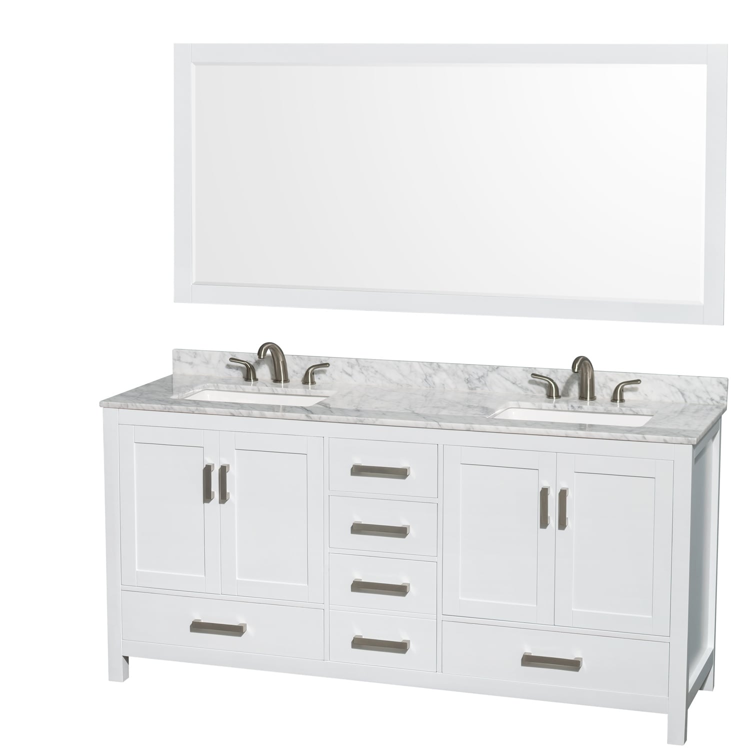 Sheffield 72 Inch Dbl Vanity Marble Top 3 Hole Sqr. Sinks 70 Inch Mrr.