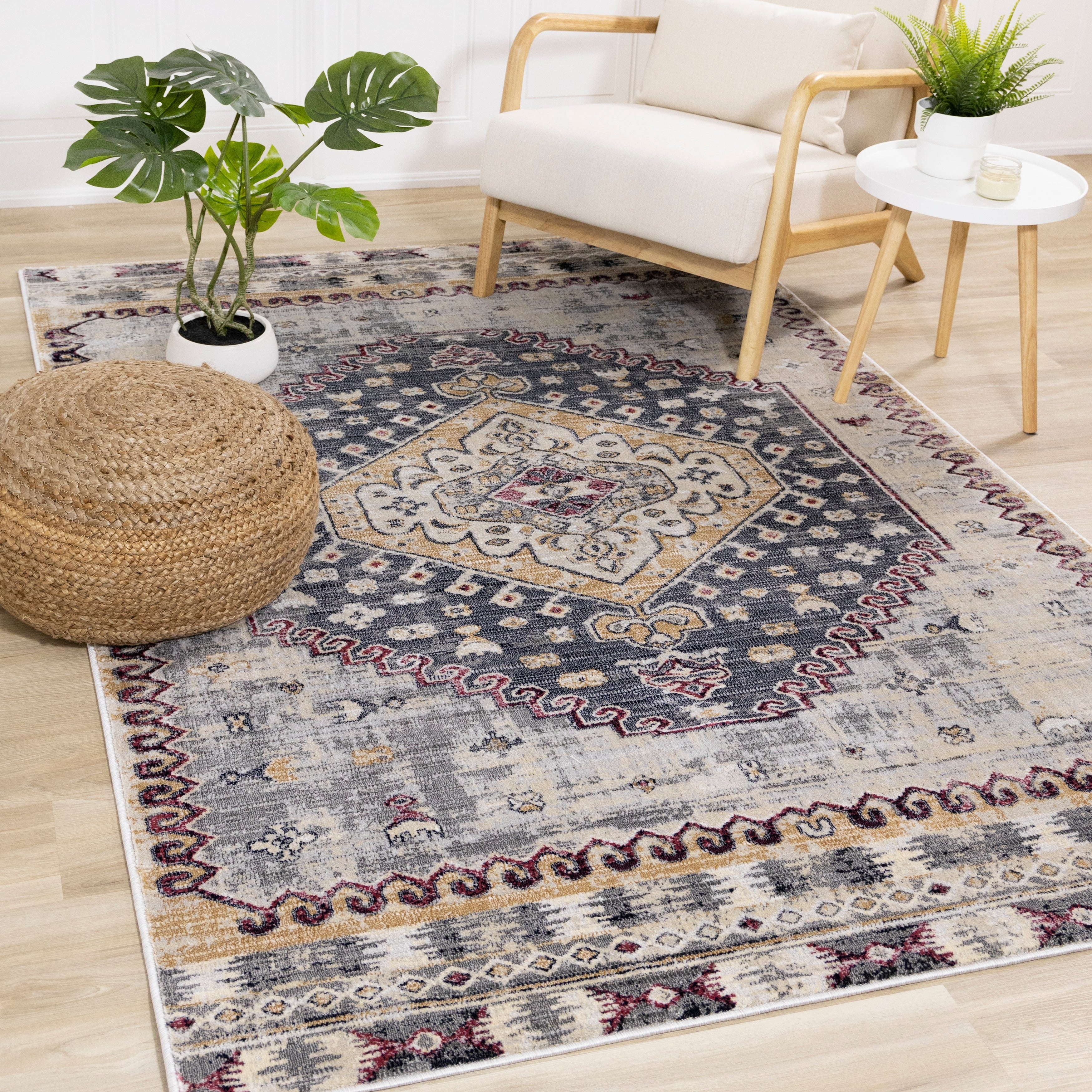 Salma Grey Blue Transitional Soft Touch Rug
