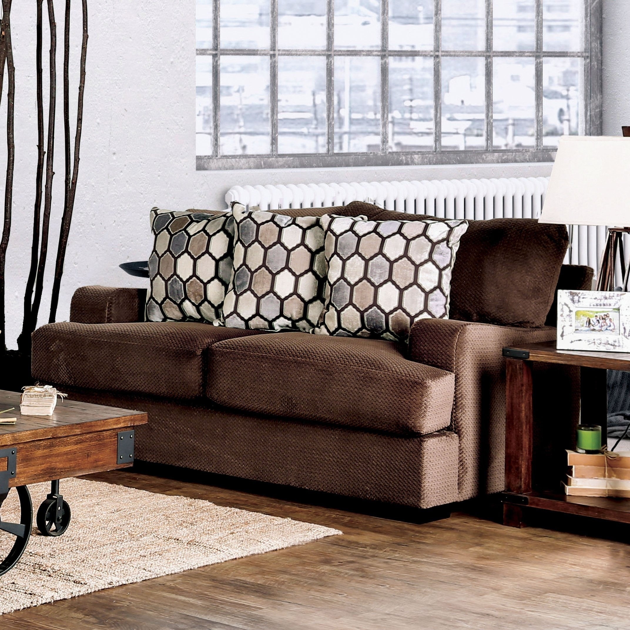 Sheila Transitional Modern English Style Velvet Loveseat By Furniture Of America