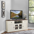 Crosley Furniture Shelby White Veneer 60 Inch Corner Tv Stand With Mahogany Top
