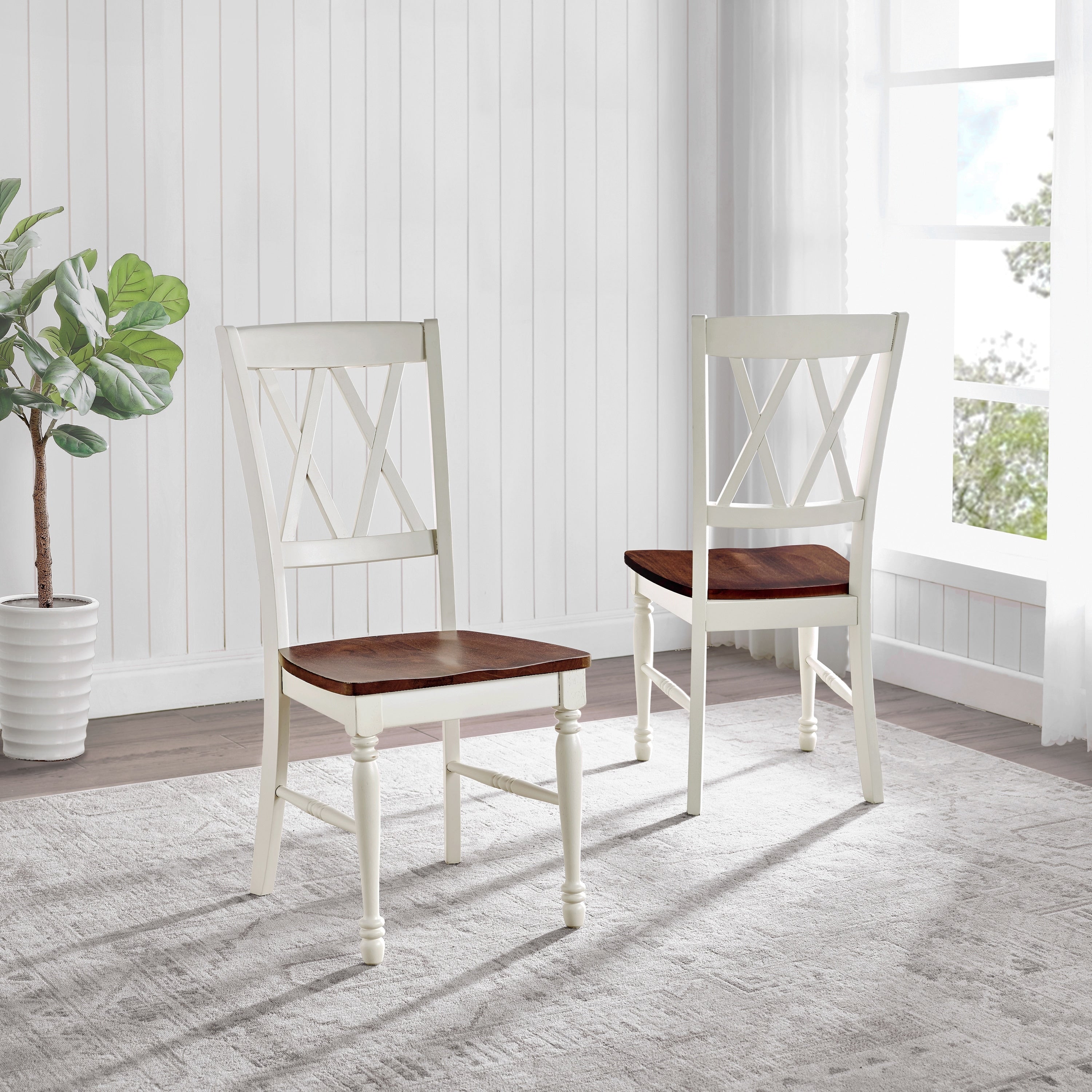 Shelby White Finish Dining Chair Set Of 2