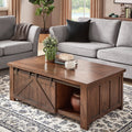 Sheldon Brown Cherry Finish Barn Door Cocktail Table Or Table Set By Inspire Q Classic