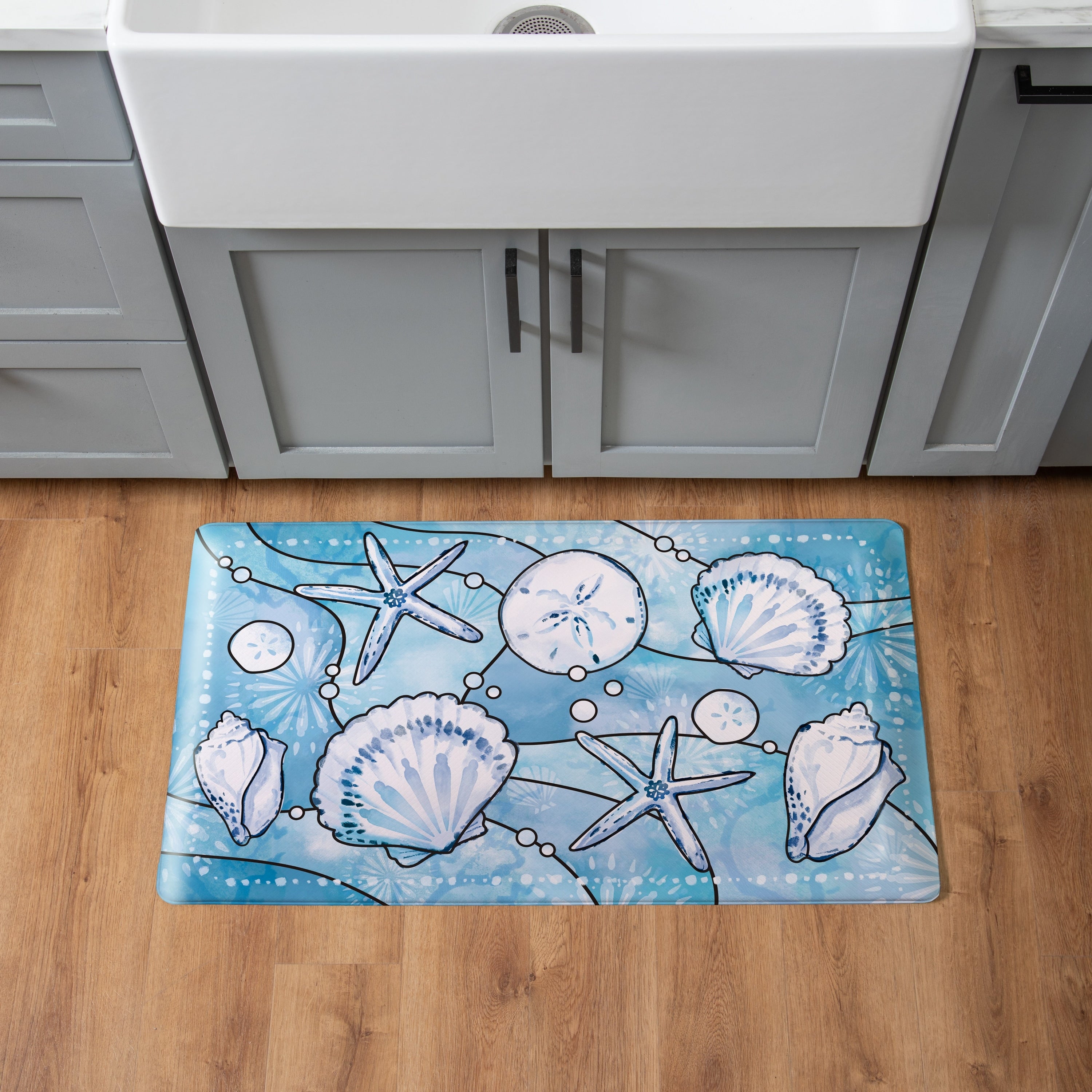 Shells Anti Fatigue Door Mat Sea Illustration 30 X 18