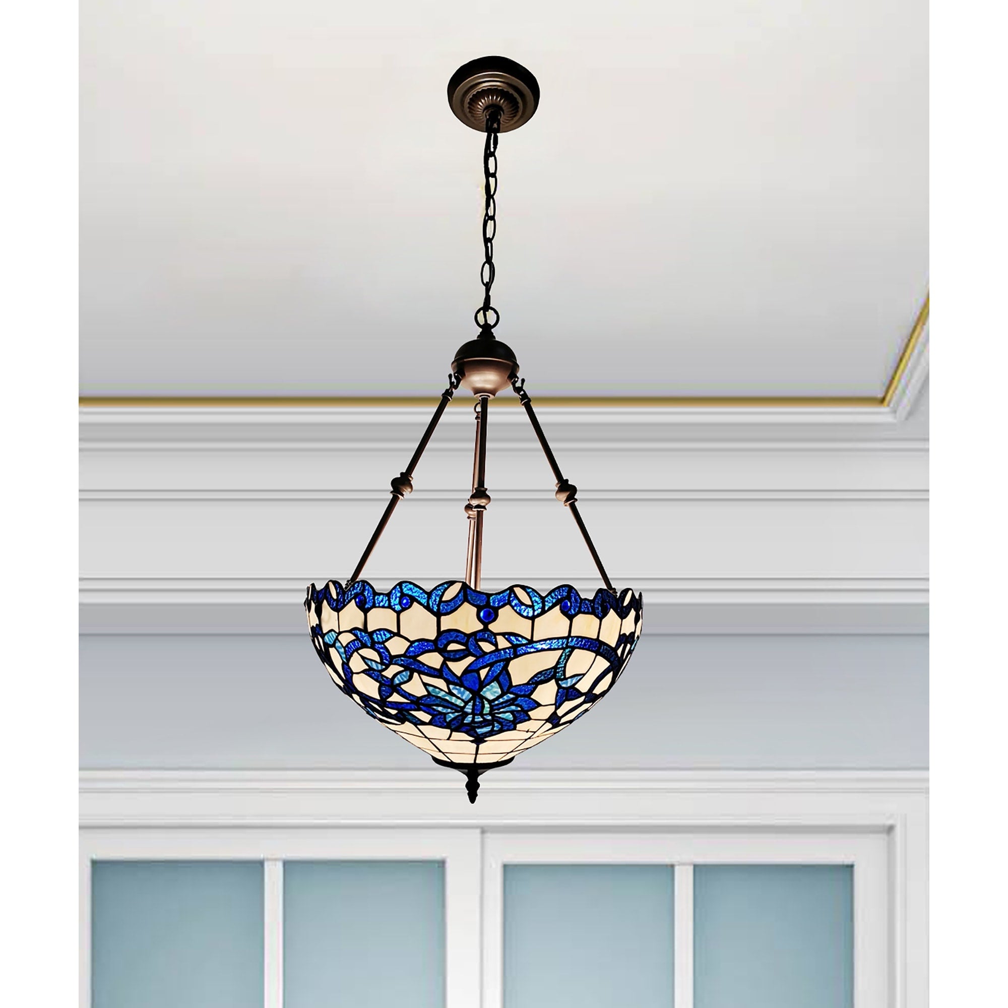 Shelly Blue White 2 Light Tiffany Style Chandelier