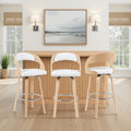 Armen Living Shelly Counter Or Bar Height Swivel Barstool In Walnut Wood Finish With Brown Pu