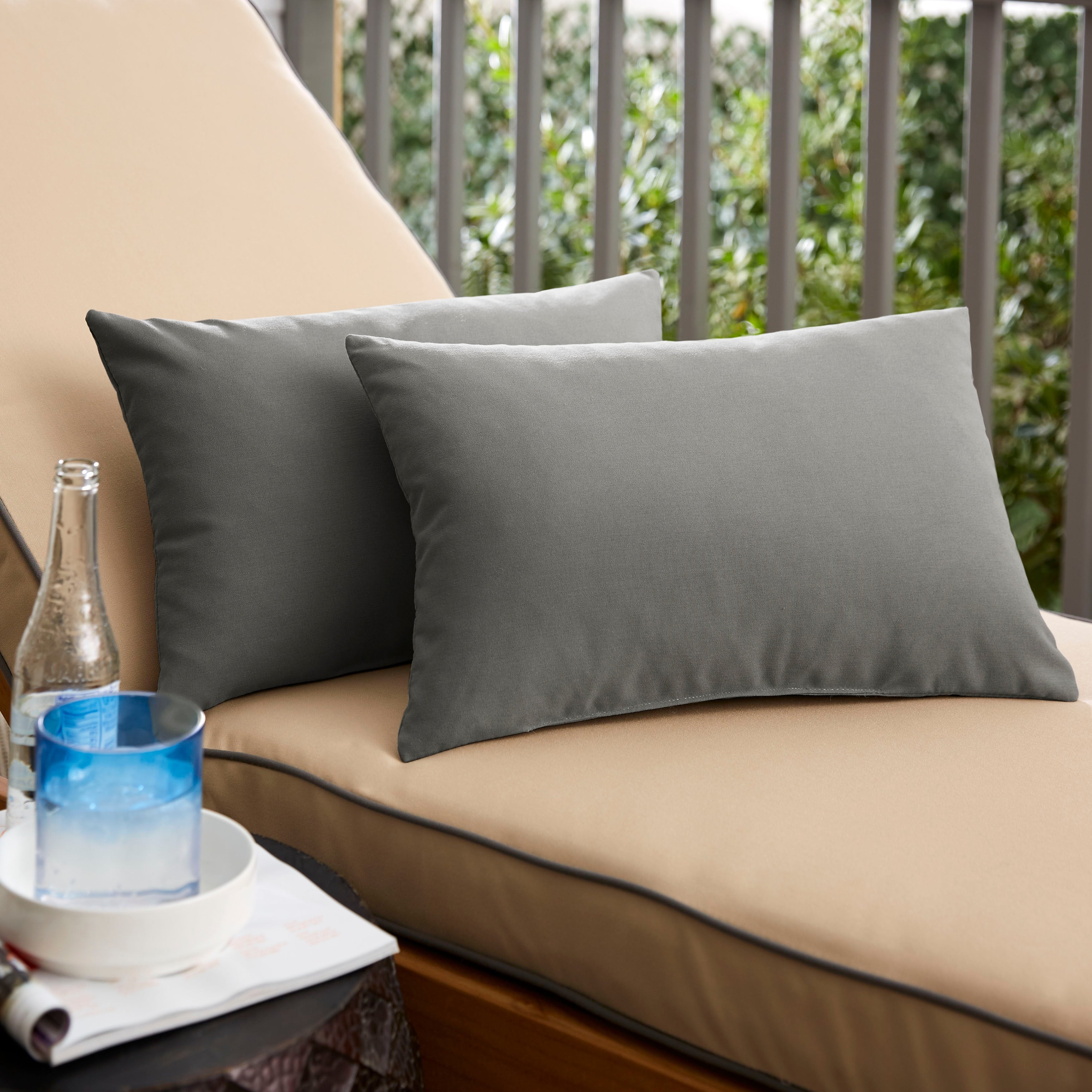 Shelton Sunbrella Charcoal Indoor Outdoor 13 X 20 Inch Knife Edge Pillow Set