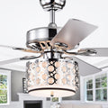 Shepherd 52 Inch 5 Blade Lighted Ceiling Fan With Chrome And Glass Shade Includes Remote And Lighti Kit 51.97 X H 21.26