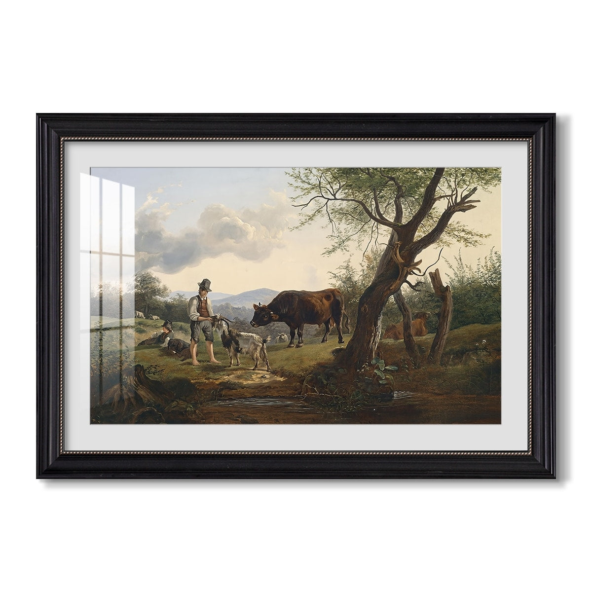 Shepherd With Billy Goat C 1830 Friedrich Gauermann Custom Framed Print
