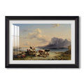 Shepherds And Cattle On Lake 1852 August Wilhelm Leu Custom Framed Print