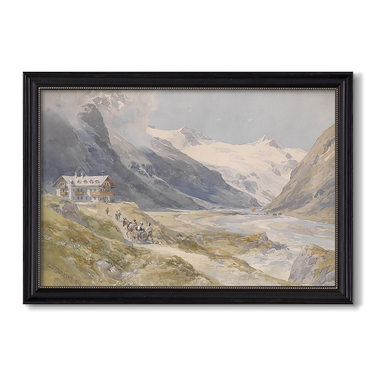 Shepherds C 1921 Edward Theodore Compton Custom Framed Canvas