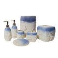 Sherry Kline 7 Piece Ceramic Blue Shell Coastal Bath Accessory Set Natural Blue