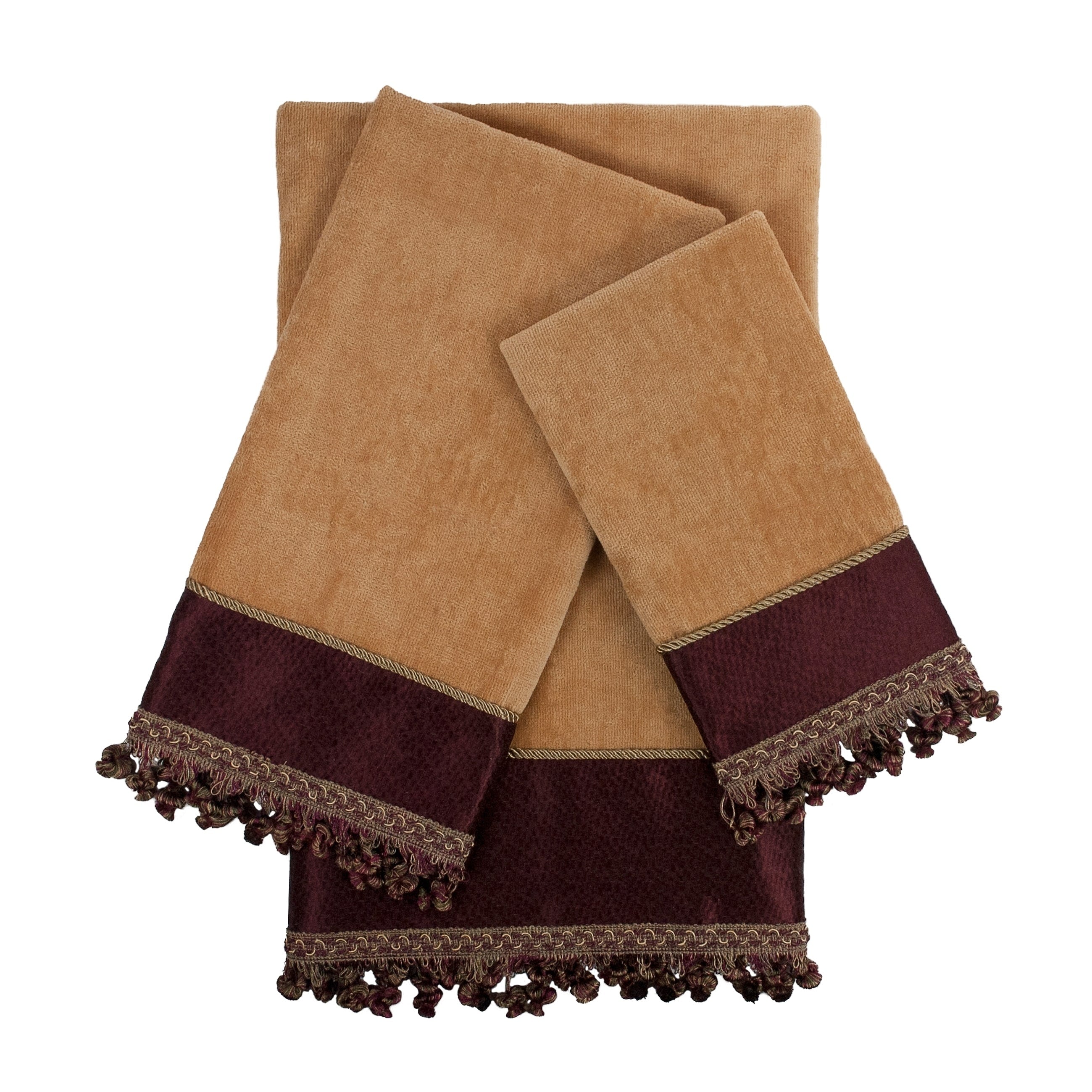 Sherry Kline Altadore Magenta 3 Piece Decorative Embellished Towel Set