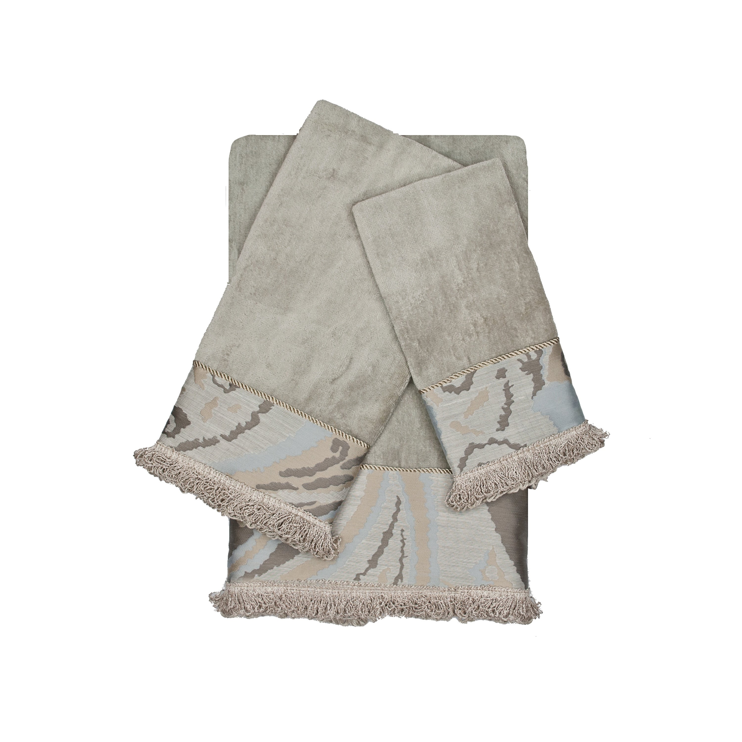 Sherry Kline Asbury Grey 3 Piece Decorative Embellished Towel Set