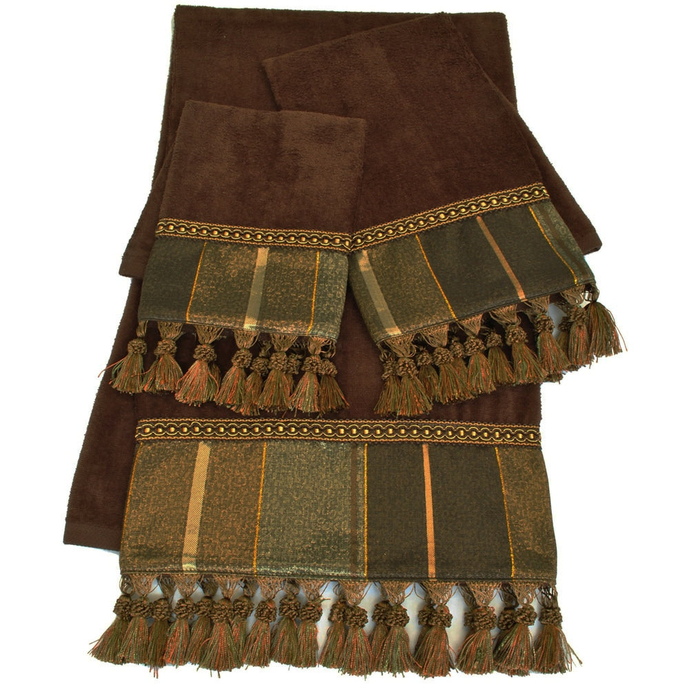 Sherry Kline Chambord Brown Embellished 3 Piece Towel Set