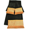 Sherry Kline Chenille Dots Black Embellished 3 Piece Towel Set