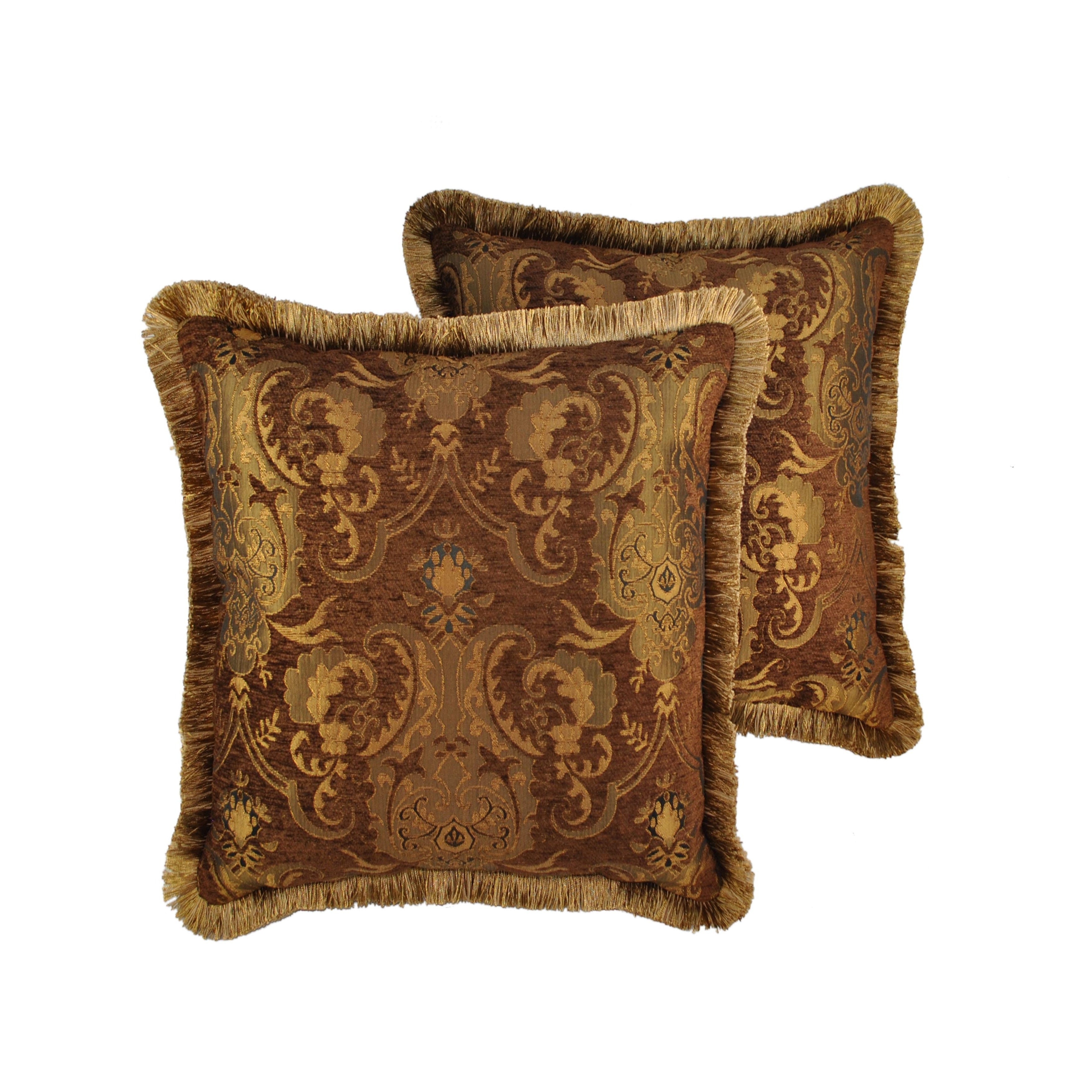 Sherry Kline China Art Brown 20 Inch Decorative Throw Pillows Set Of 2