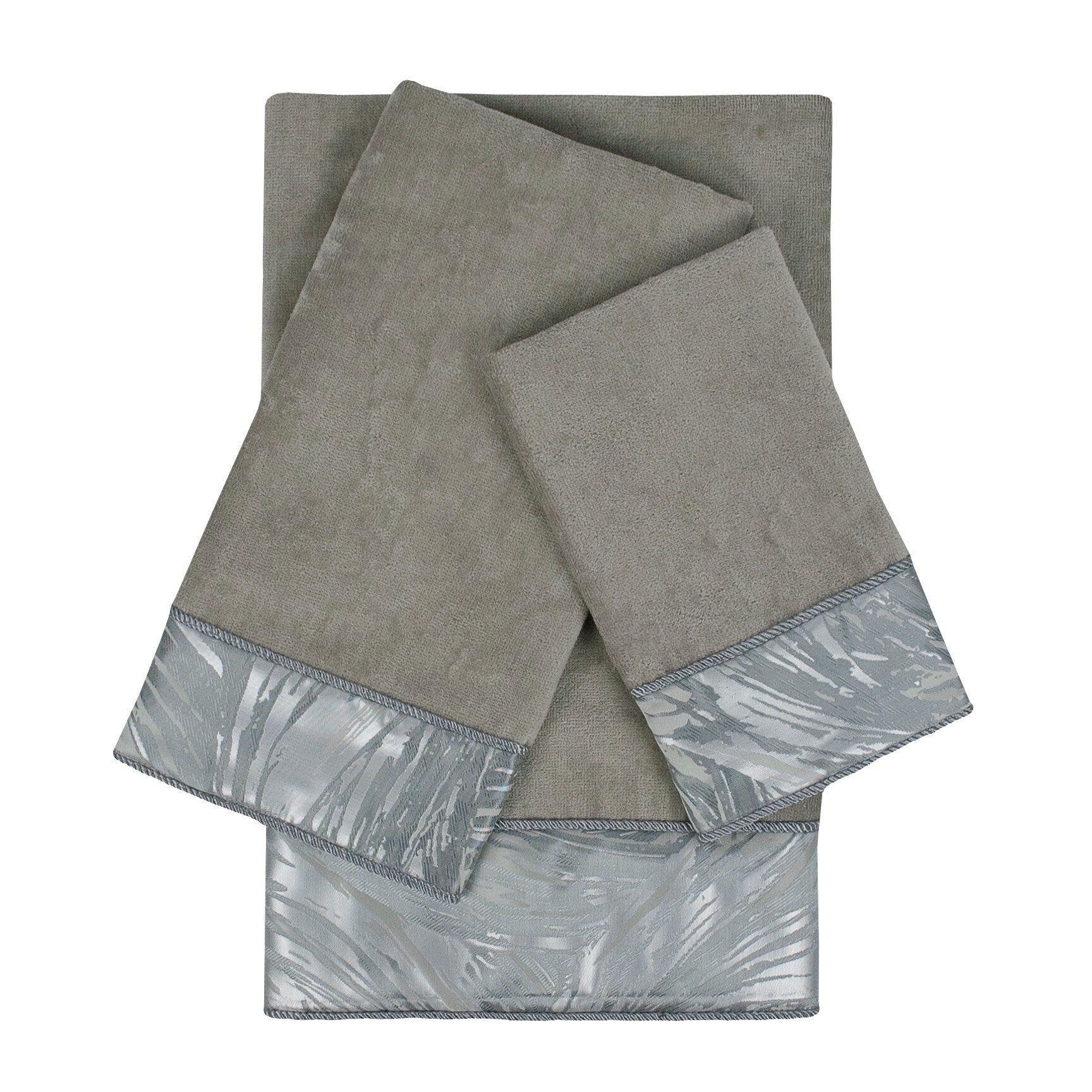 Sherry Kline Cynthaina Grey 3 Piece Embelished Towel Set