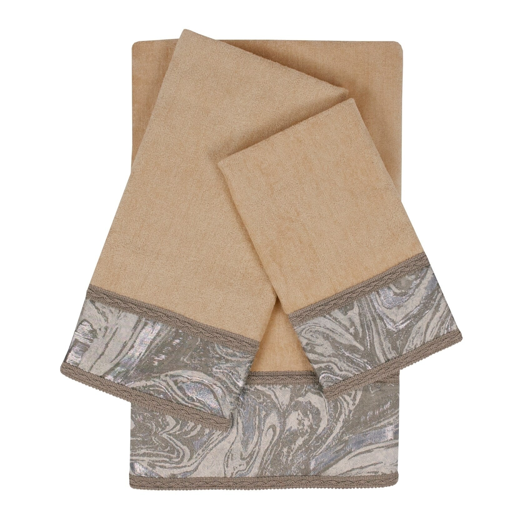 Sherry Kline Earlington Beige 3 Piece Embelished Towel Set