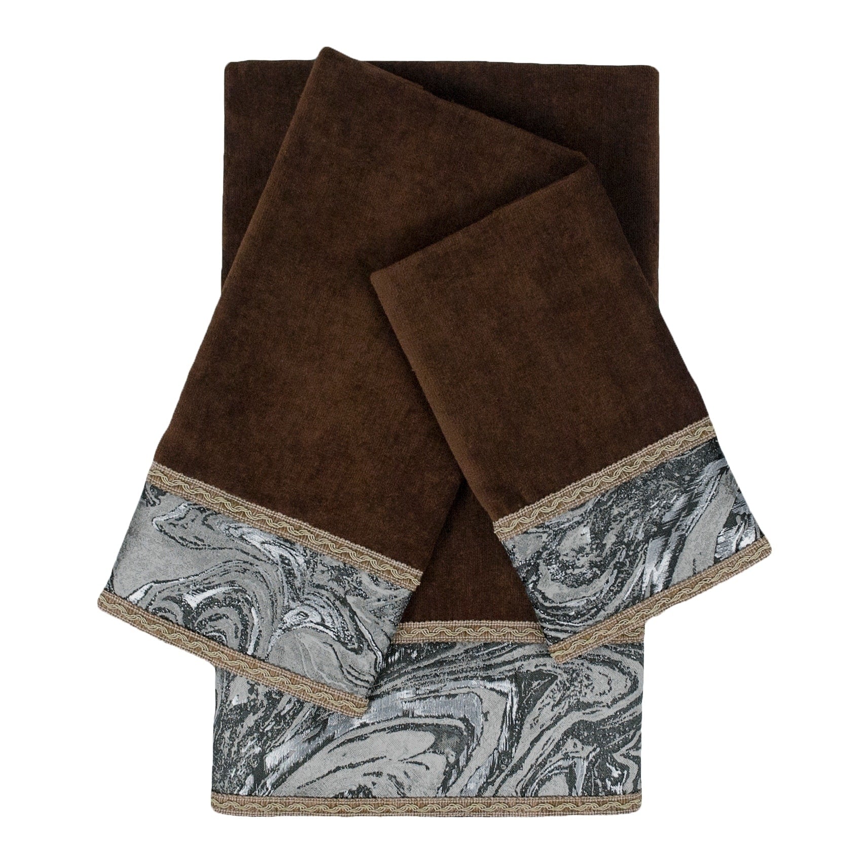 Sherry Kline Earlington Brown 3 Piece Embelished Towel Set