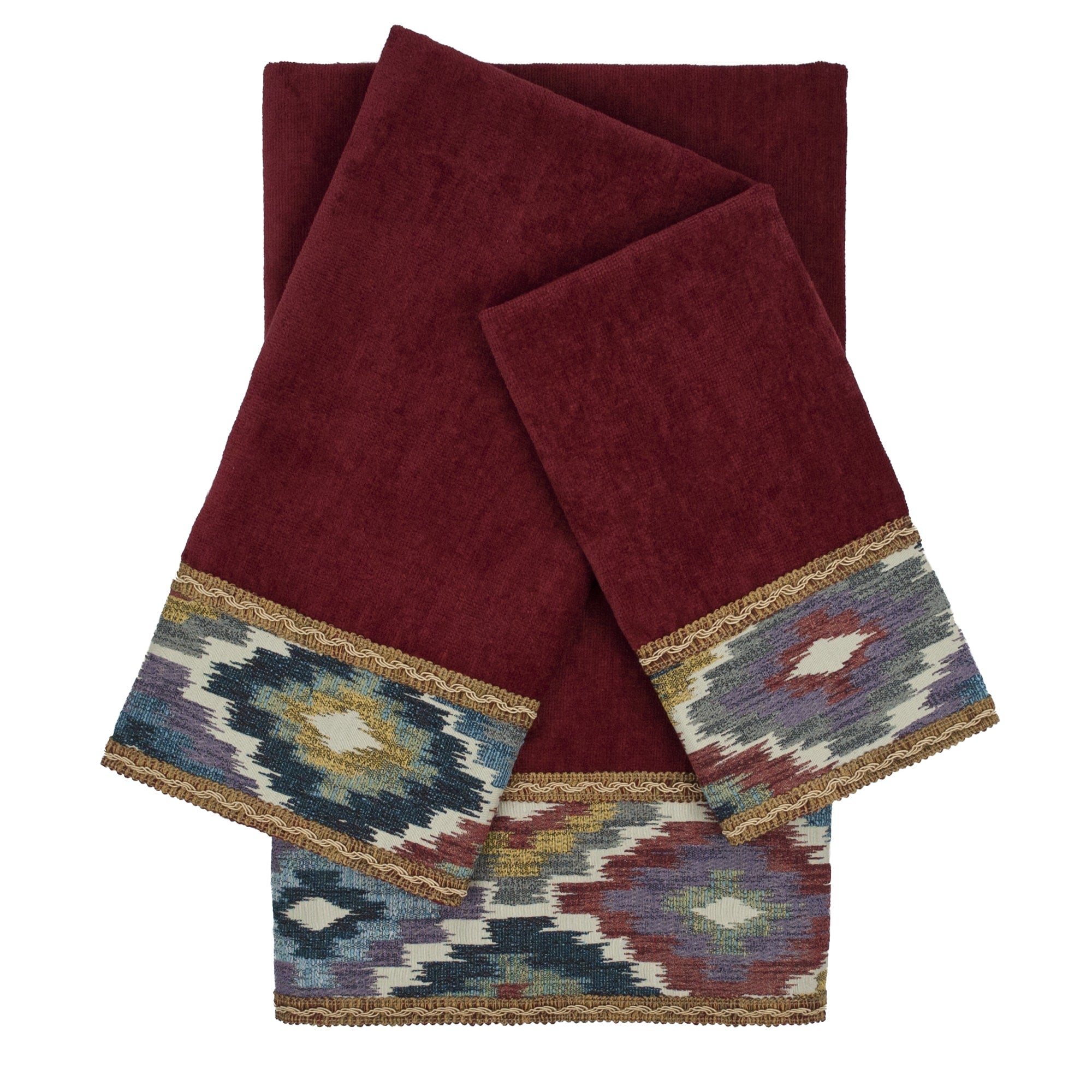 Sherry Kline Maricopa Red 3 Piece Embellished Towel Set