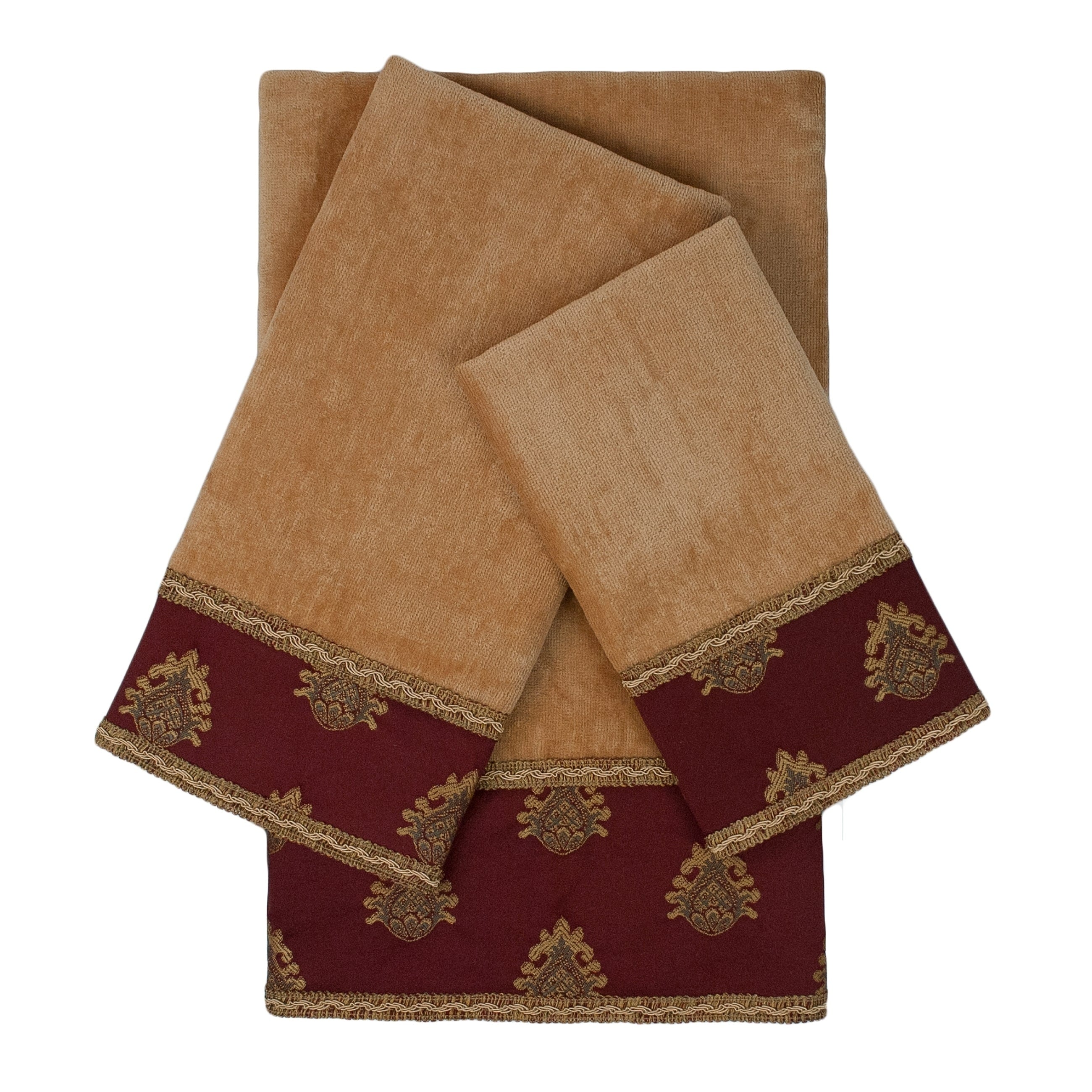 Sherry Kline Melbourne Nugget 3 Piece Embellished Towel Set 13 X 18 X 0.5 16 X 25 X 0.5 25 X 48 X 0.5