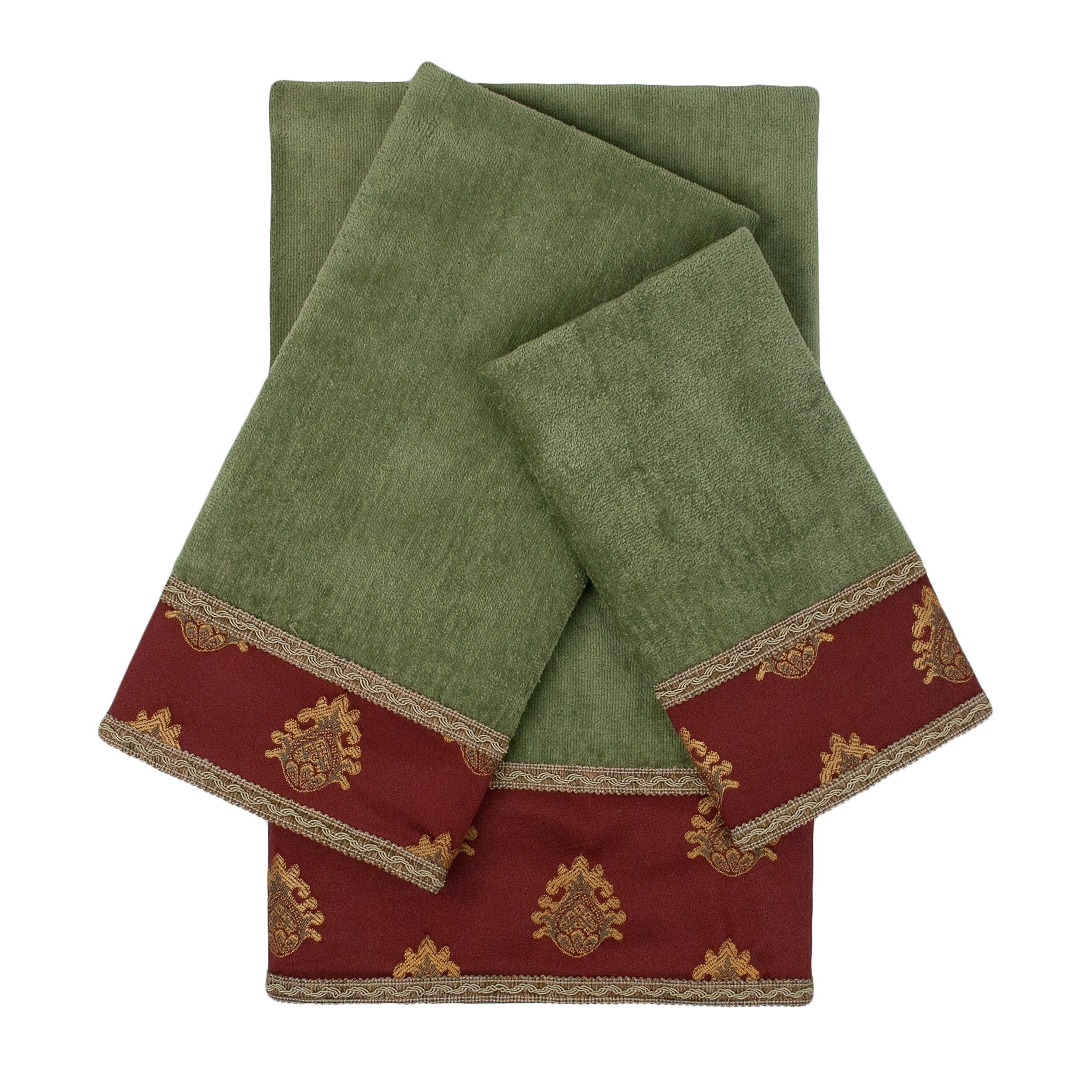 Sherry Kline Melbourne Sage 3 Piece Embellished Towel Set 13 X 18 X 0.5 16 X 25 X 0.5 25 X 48 X 0.5