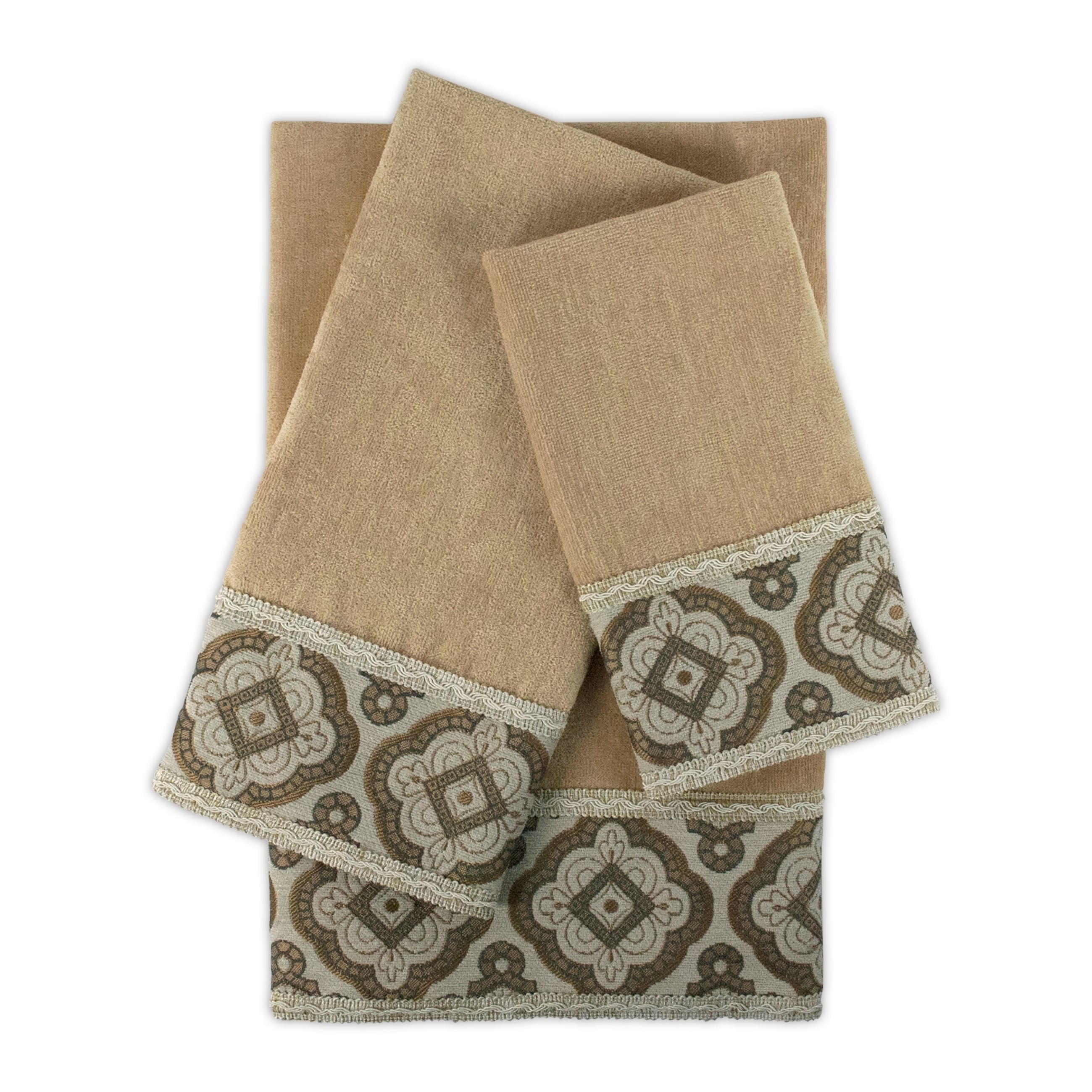 Sherry Kline Merrill Beige 3 Piece Embellished Towel Set