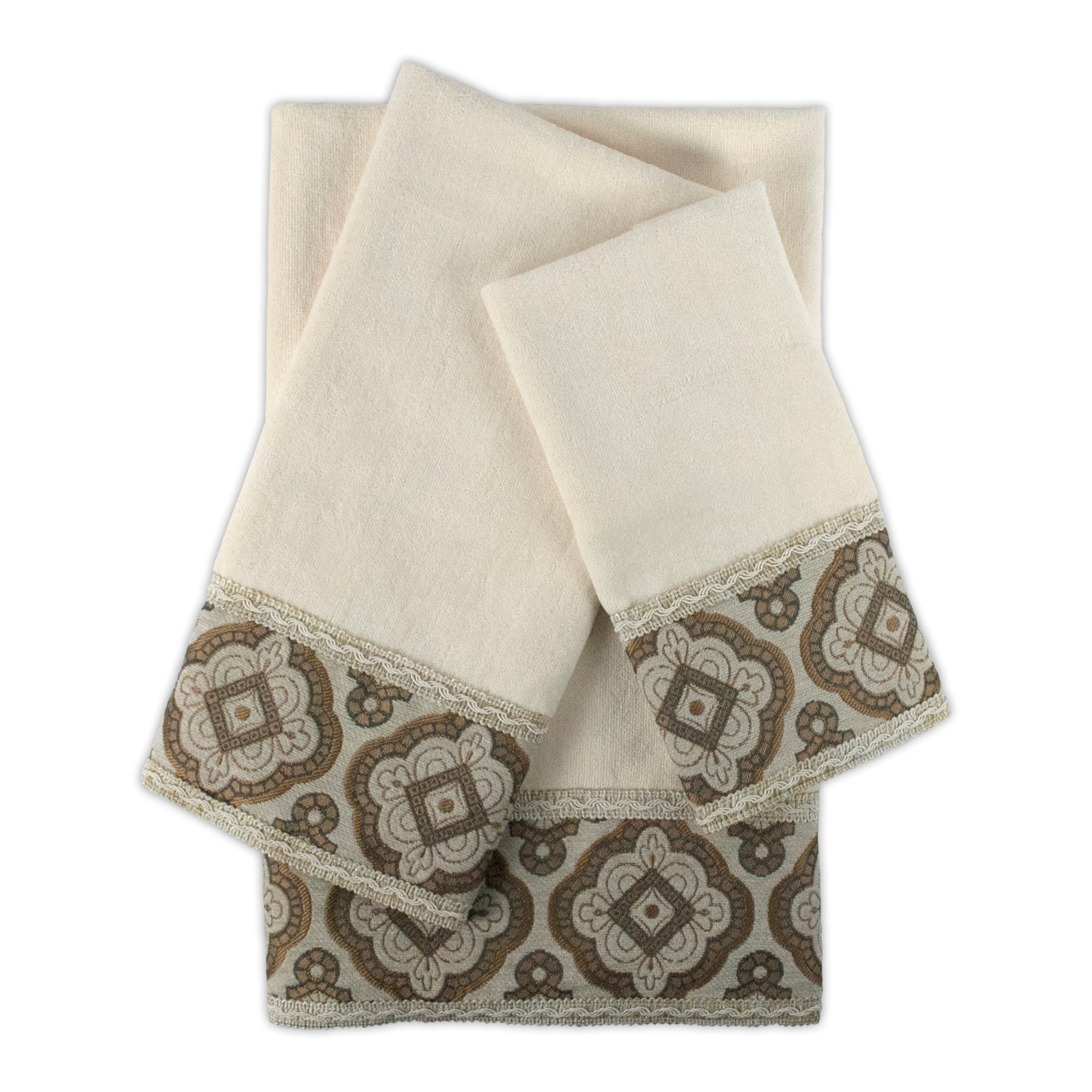 Sherry Kline Merrill Ecru 3 Piece Embellished Towel Set