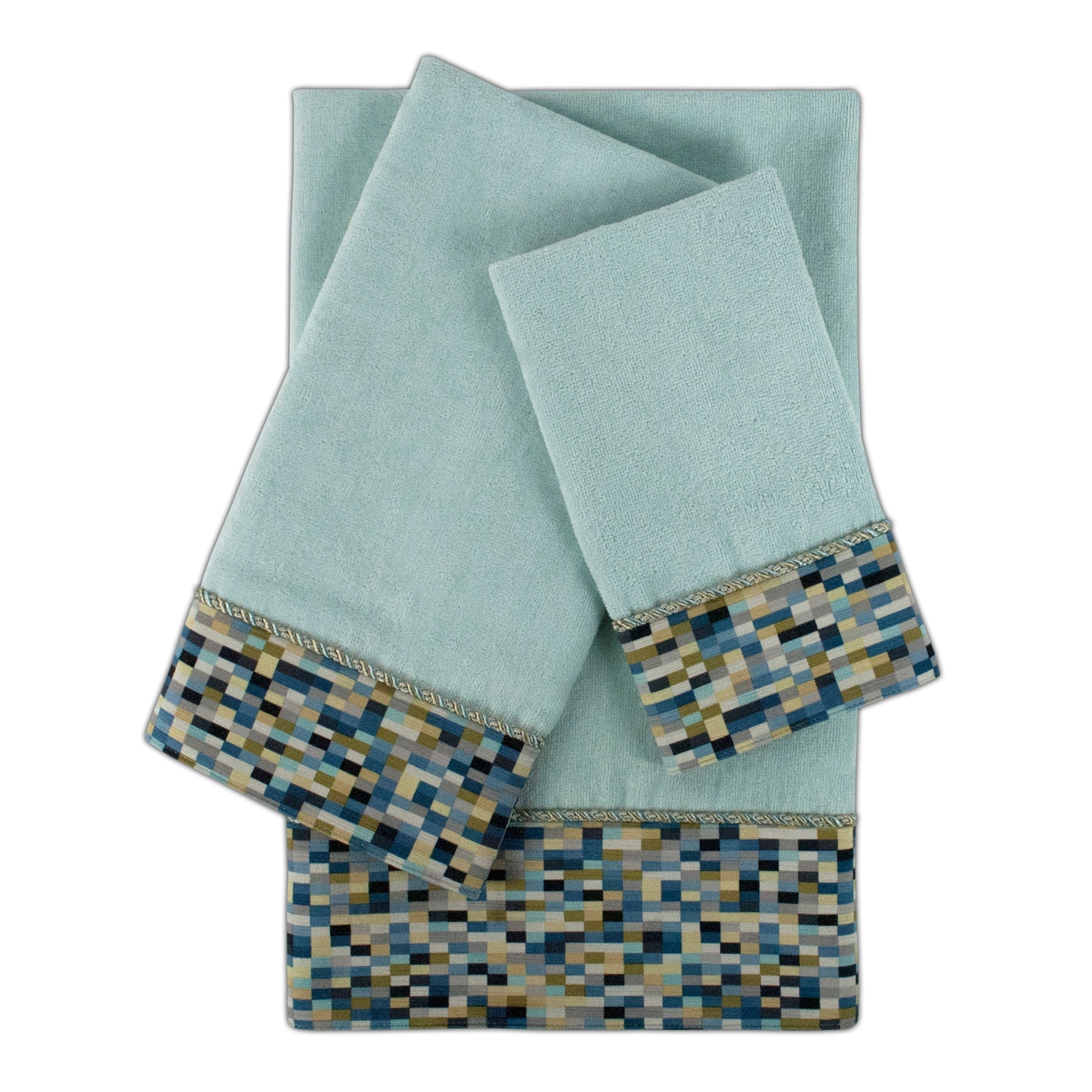 Sherry Kline Oreville Light Blue 3 Piece Embellished Towel Set
