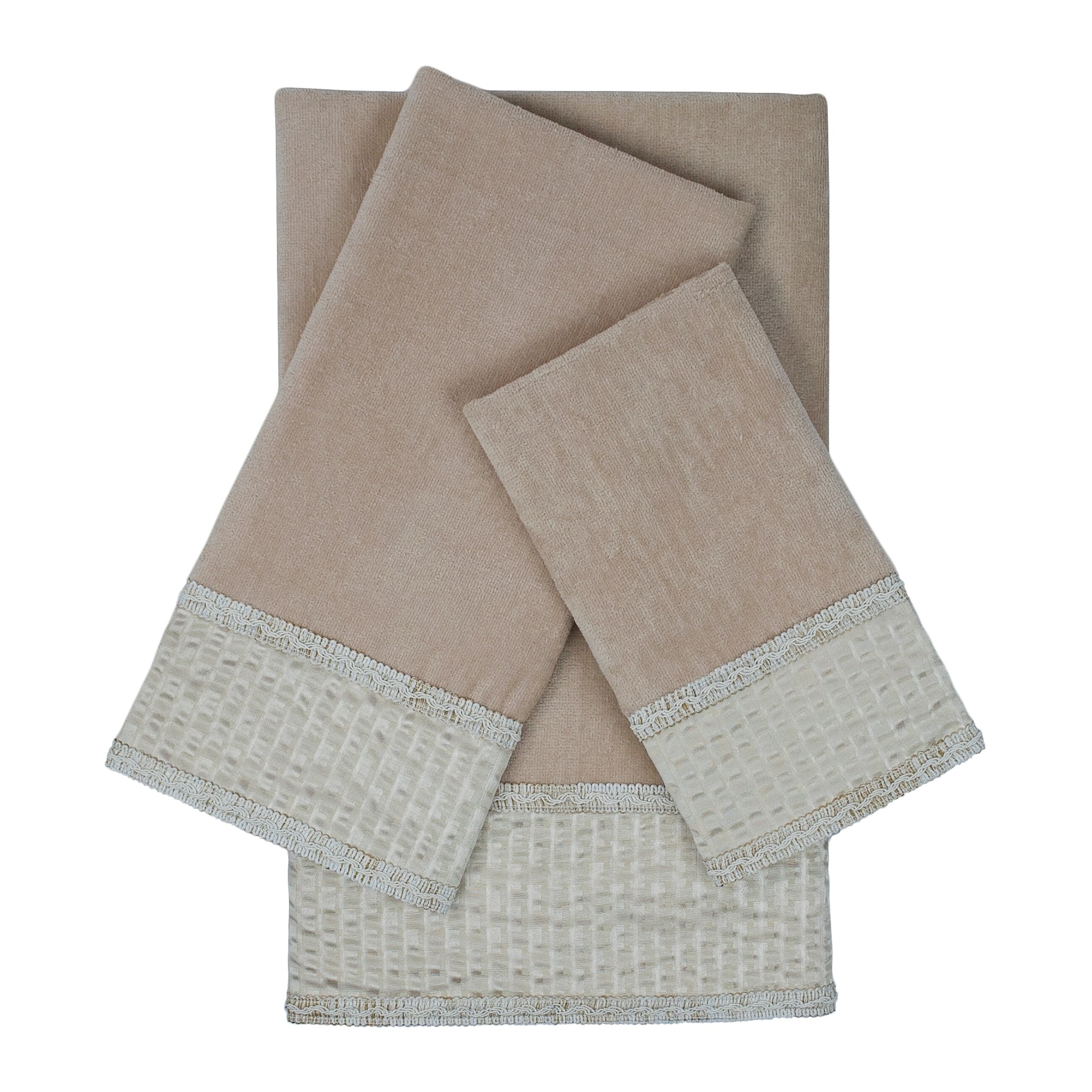 Sherry Kline Rainer 3 Piece Embellished Towel Set 13 X 18 X 0.5 16 X 25 X 0.5 25 X 48 X 0.5