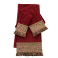 Sherry Kline Red Swirled Paisley Embellished 3 Piece Towel Set