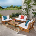 Sherwood Outdoor 4 Seater Acacia Wood Chat Set With Coffee Table By Christopher Knight Home