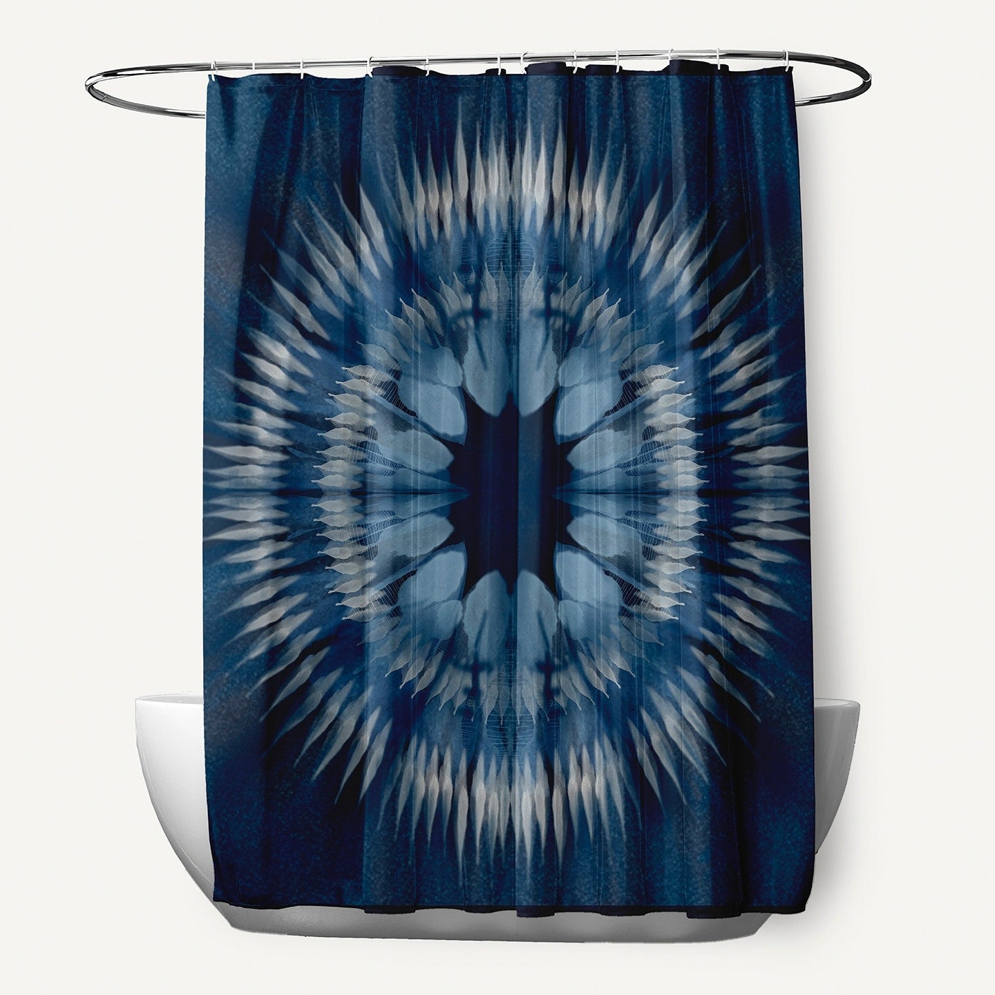 Shibori Burst Geometric Print Shower Curtain