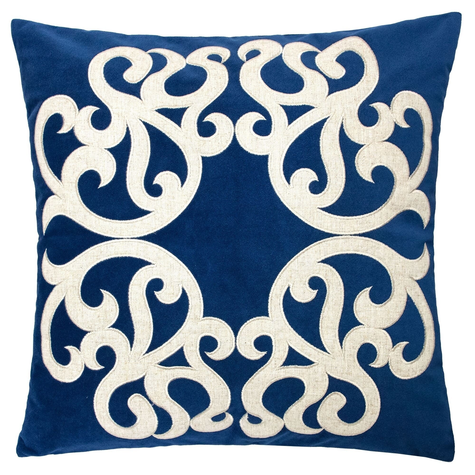 Shierly Applique Embroidery Velvet 20 Square Decorative Throw Pillow