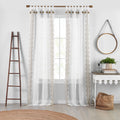 Shilo Boho Sheer Tab Top Window Curtain Panel With Tassels
