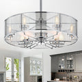 Shilroe Chrome 32 Inch 6 Light Fandelier Lighted Ceiling Fan With Remote Control N A