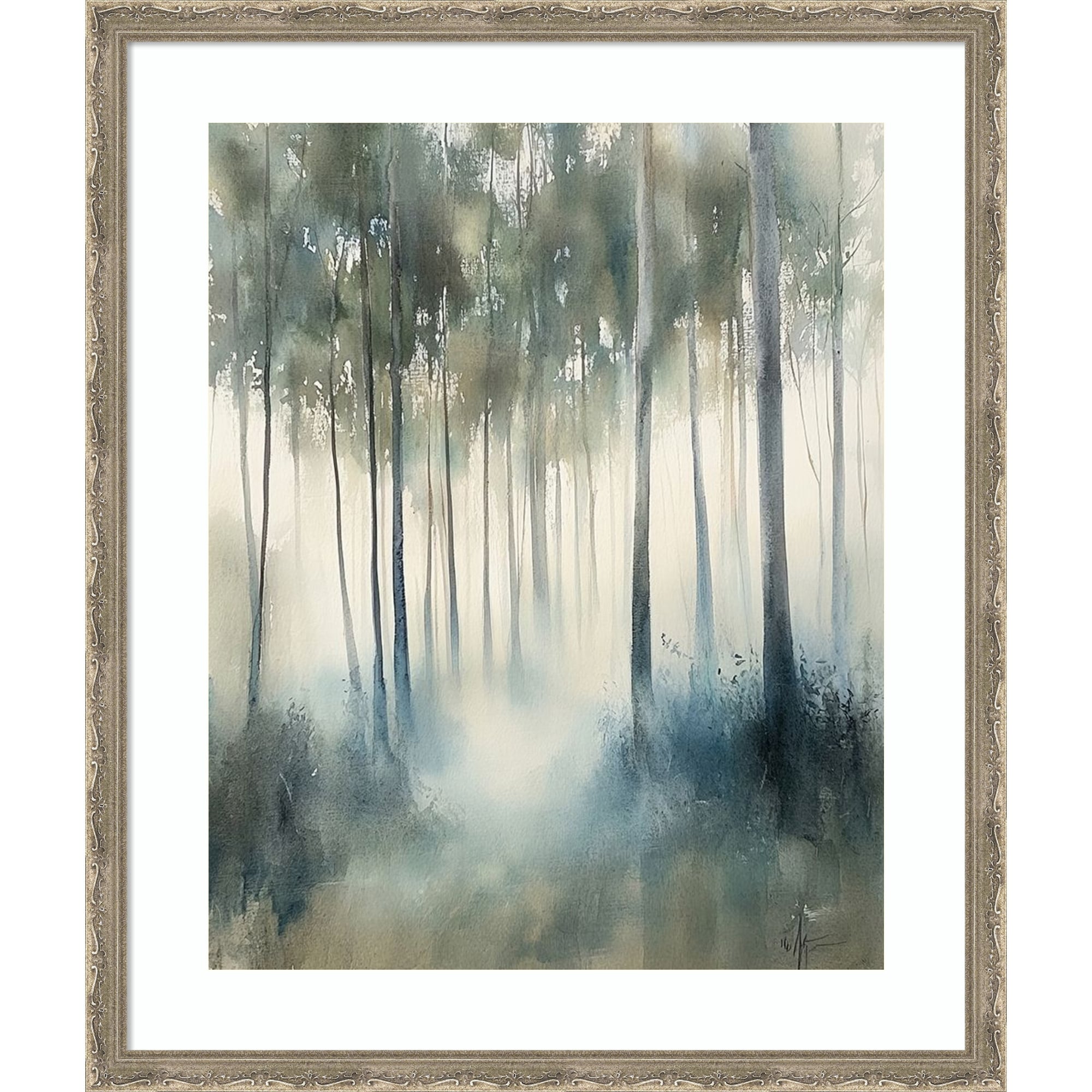 Shimmery Trees By Tradelink Inhouse Artist Wood Framed Wall Art Print Mila Dark Silver