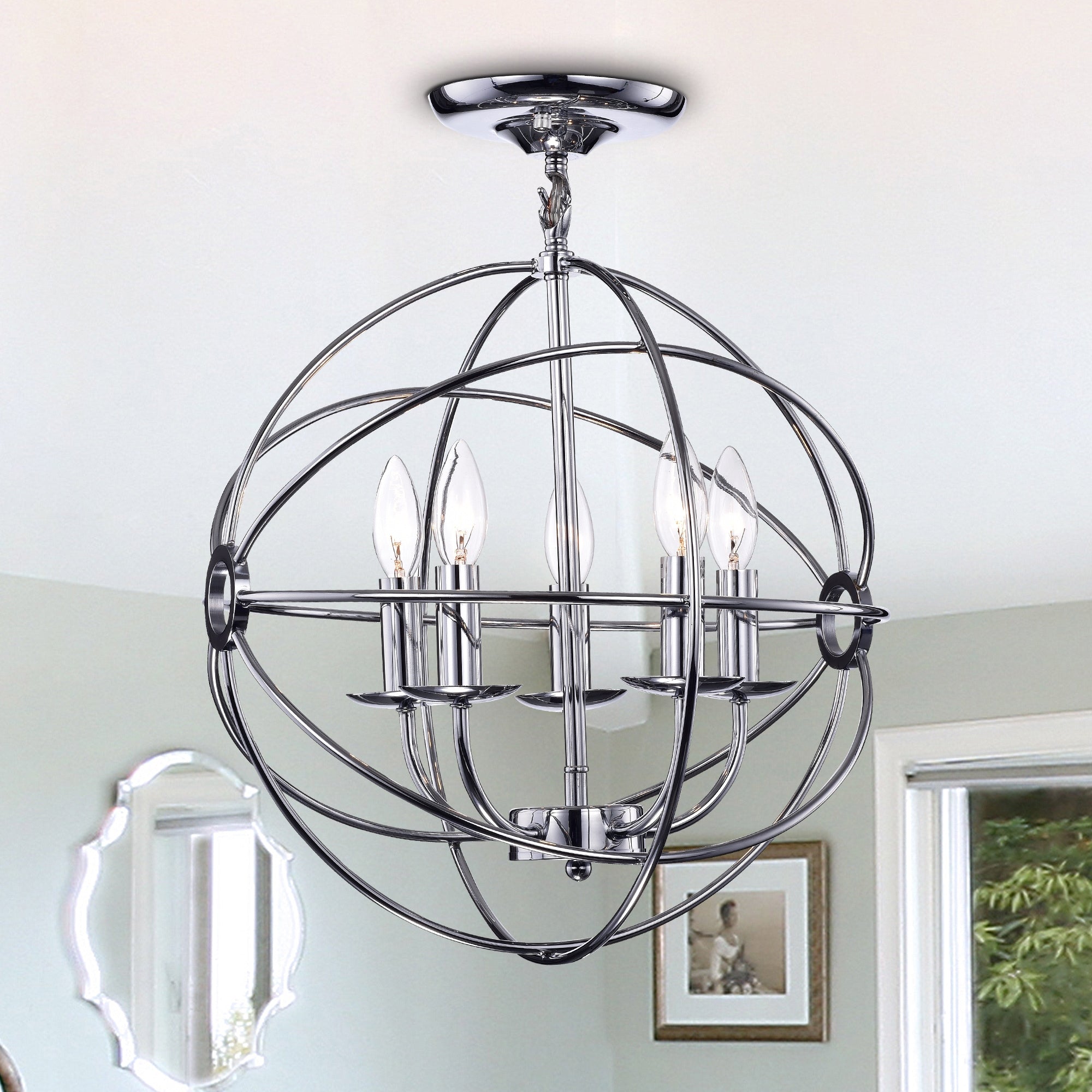 Shindanlang Chrome Finish Metal 16 Inch Chandelier