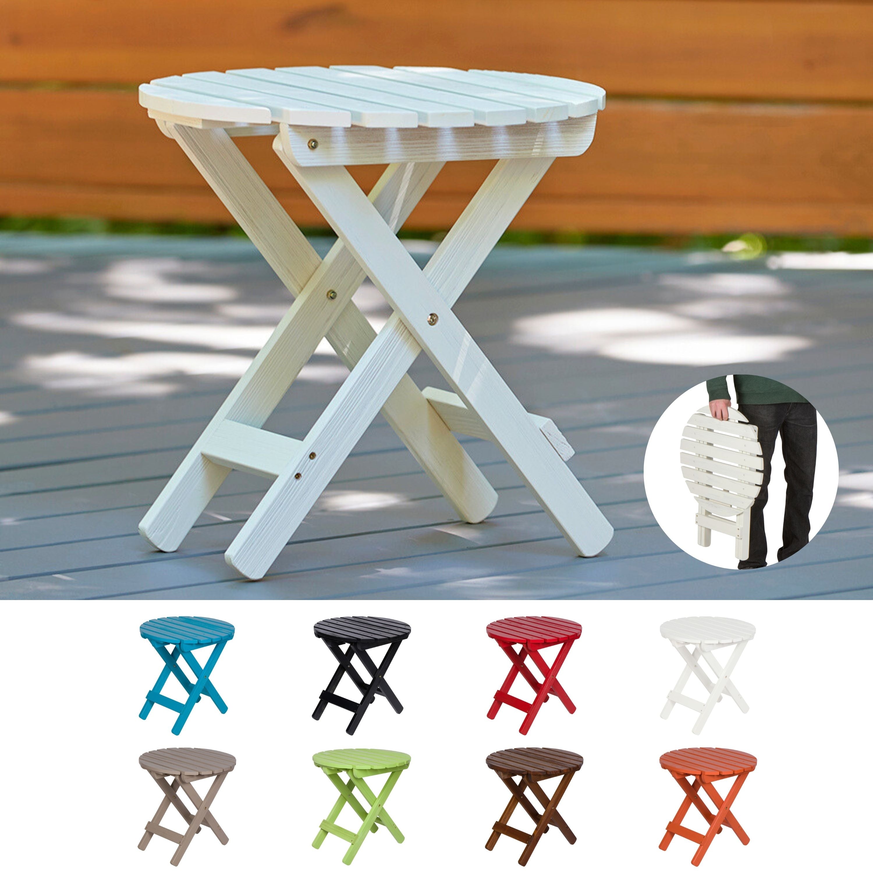 19.5 Inch Round Adirondack Folding Table With Hydro Tex Finish