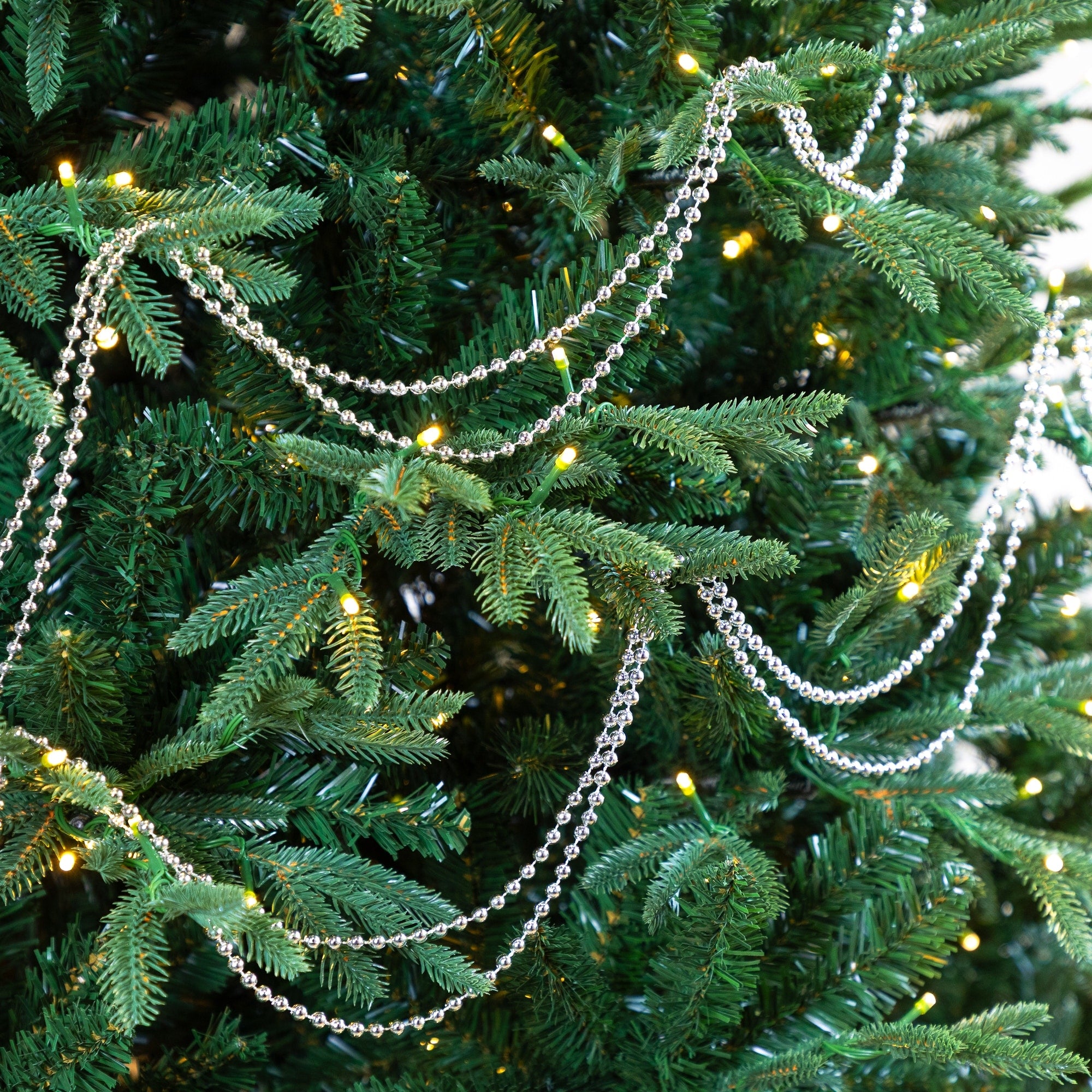 15 X .25 Traditional Shiny Silver Beaded Christmas Garland