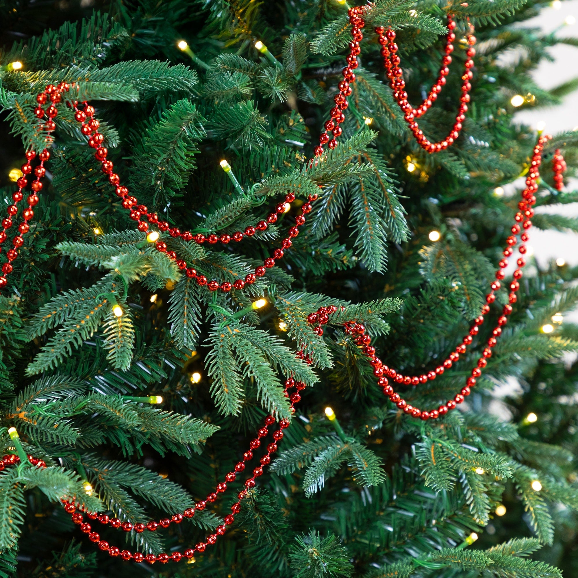 15 X .25 Shiny Red Faceted Beaded Christmas Garland