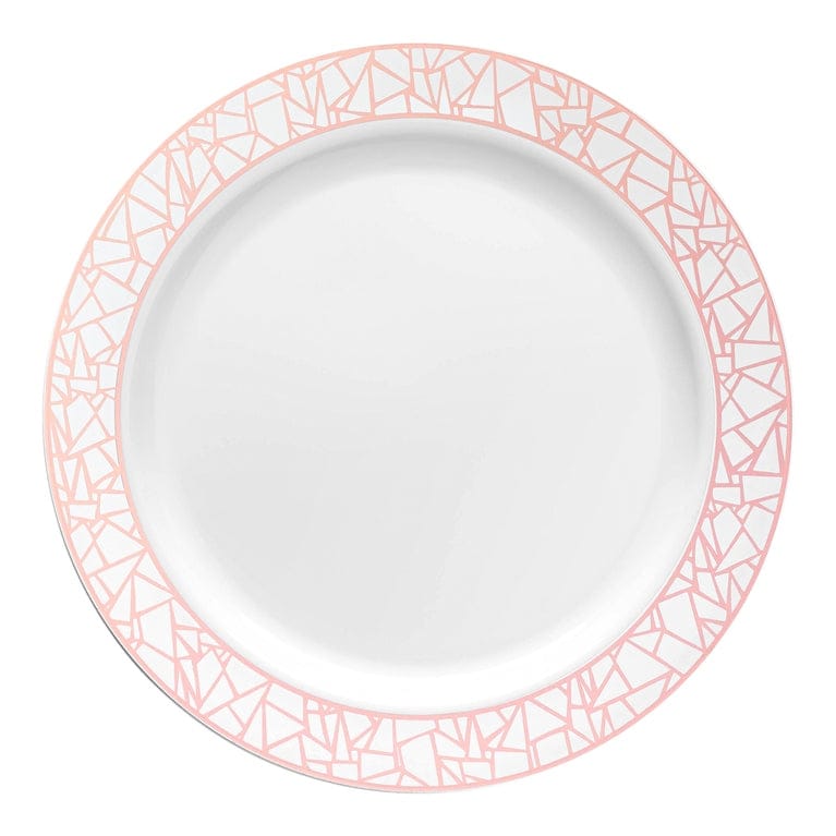 Shiny Mosaic Rim Disposable Plastic Plate Packs Party Supplies