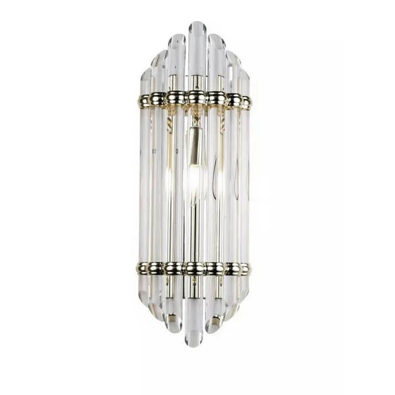 Shiny Nickel Metal Wall Sconce With Glass Rods